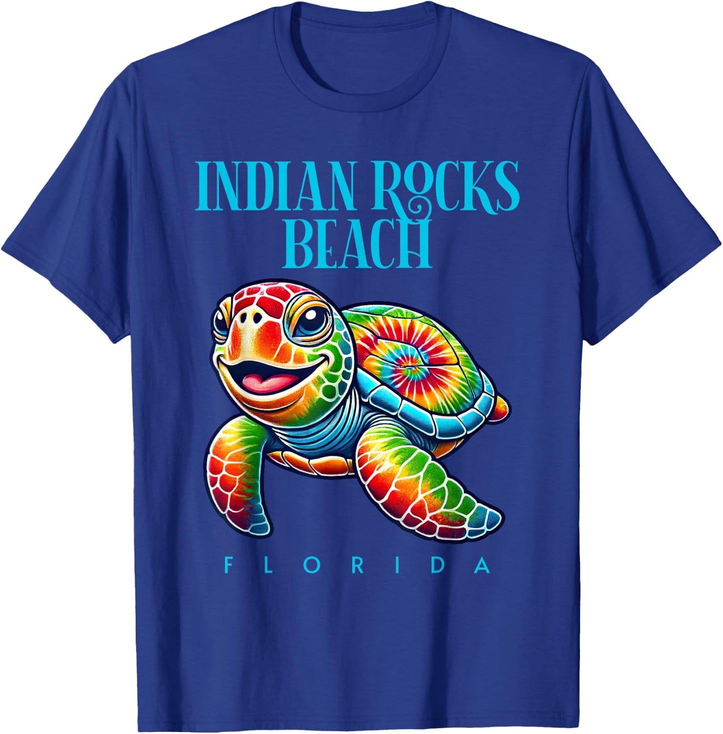 Indian Rocks Beach Florida Smiling Tie Dye Sea Turtle T-Shirt - T-Shirt | Royal