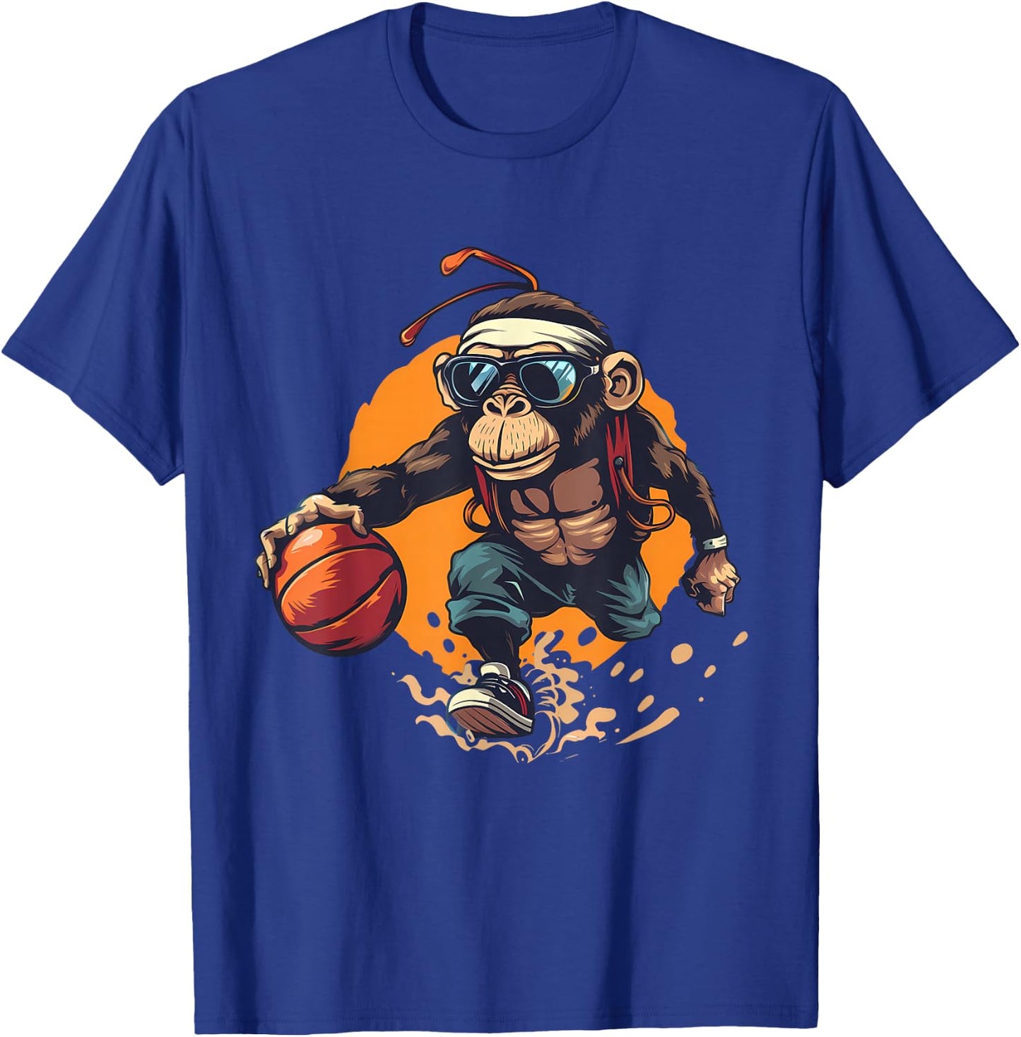 Basketball Monkey Artwork Colourful Basketball Player T-Shirt - T-Shirt | Royal