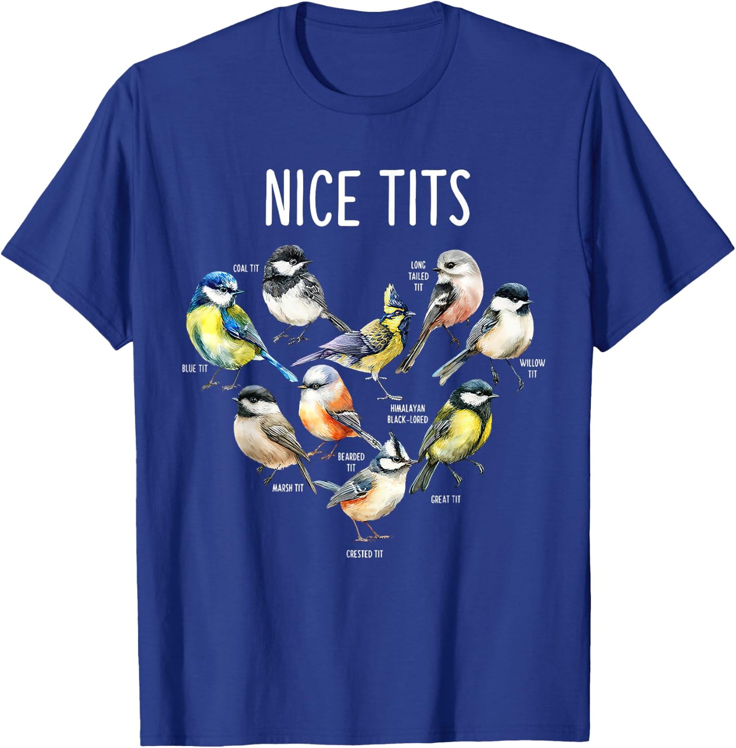 Retro Funny Nice Tits Birds Birdwatcher Bird Watching Humor T-Shirt - T-Shirt | Royal