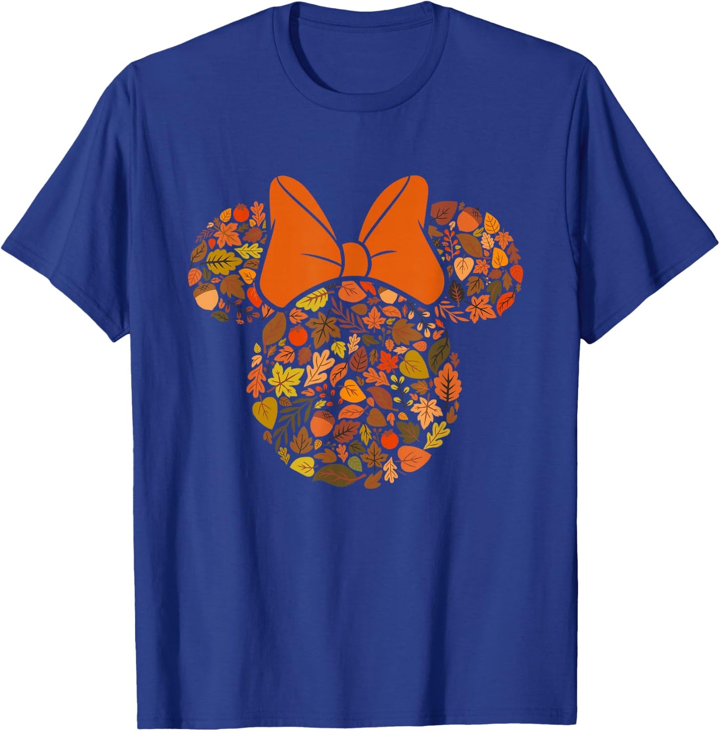 Disney Minnie Mouse Head and Ears Icon Fall Leaves T-Shirt - T-Shirt | Royal