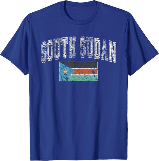 Vintage Retro Faded South Sudan Flag Pride T-Shirt - T-Shirt | Royal