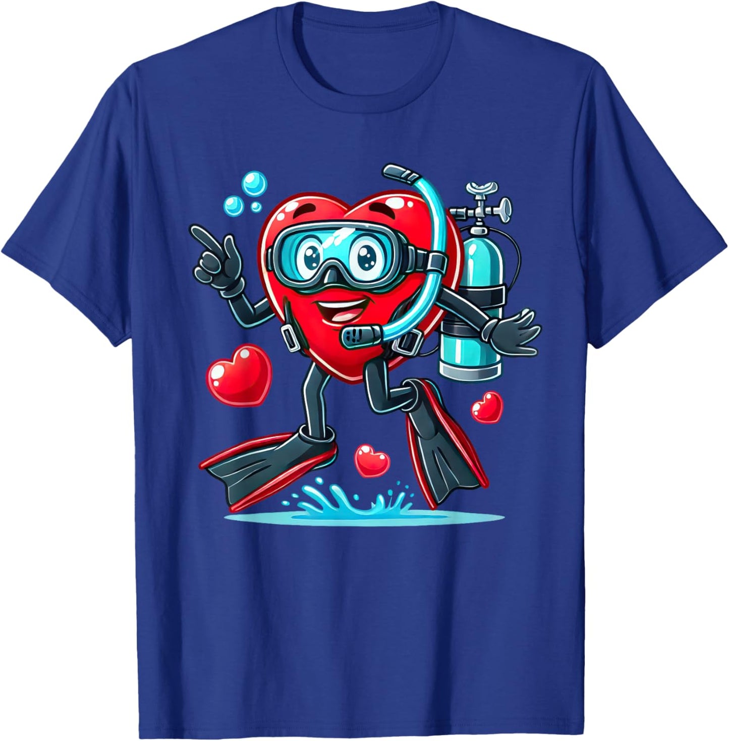 Funny Scuba Diving Heart Valentine Scuba Diving T-Shirt - T-Shirt | Royal