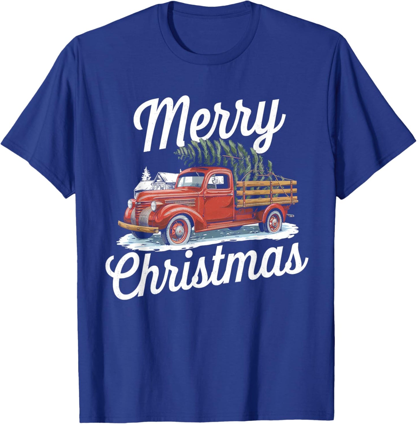 Merry Christmas Truck Xmas Tree Xmas Light Men Women Kids T-Shirt - T-Shirt | Royal