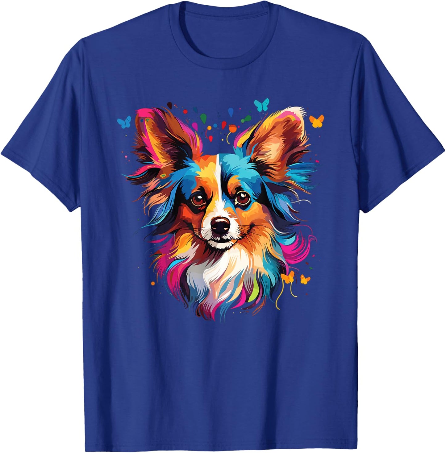 Watercolor Colorful Papillon Dog Women Kids T-Shirt - T-Shirt | Royal