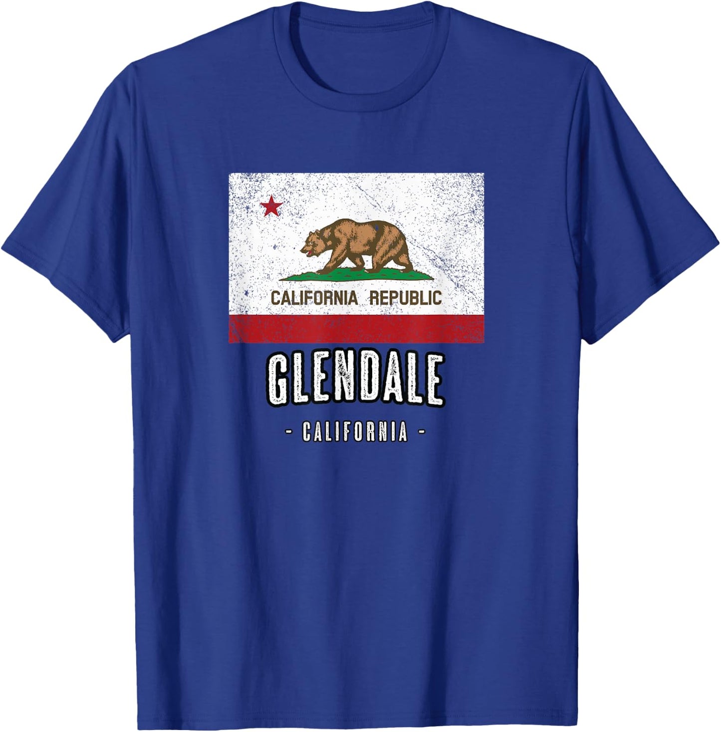 GLENDALE - California | Cali City Souvenir - CA Flag Top T-Shirt - T-Shirt | Royal