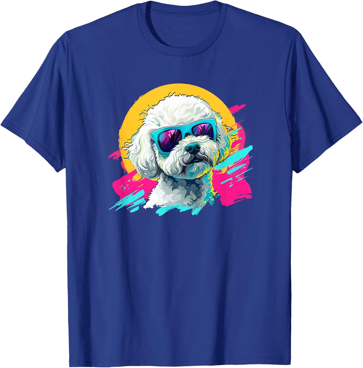 Kids 80s Bright Retro Vintage Bichon Frise Lover T-Shirt - T-Shirt | Royal