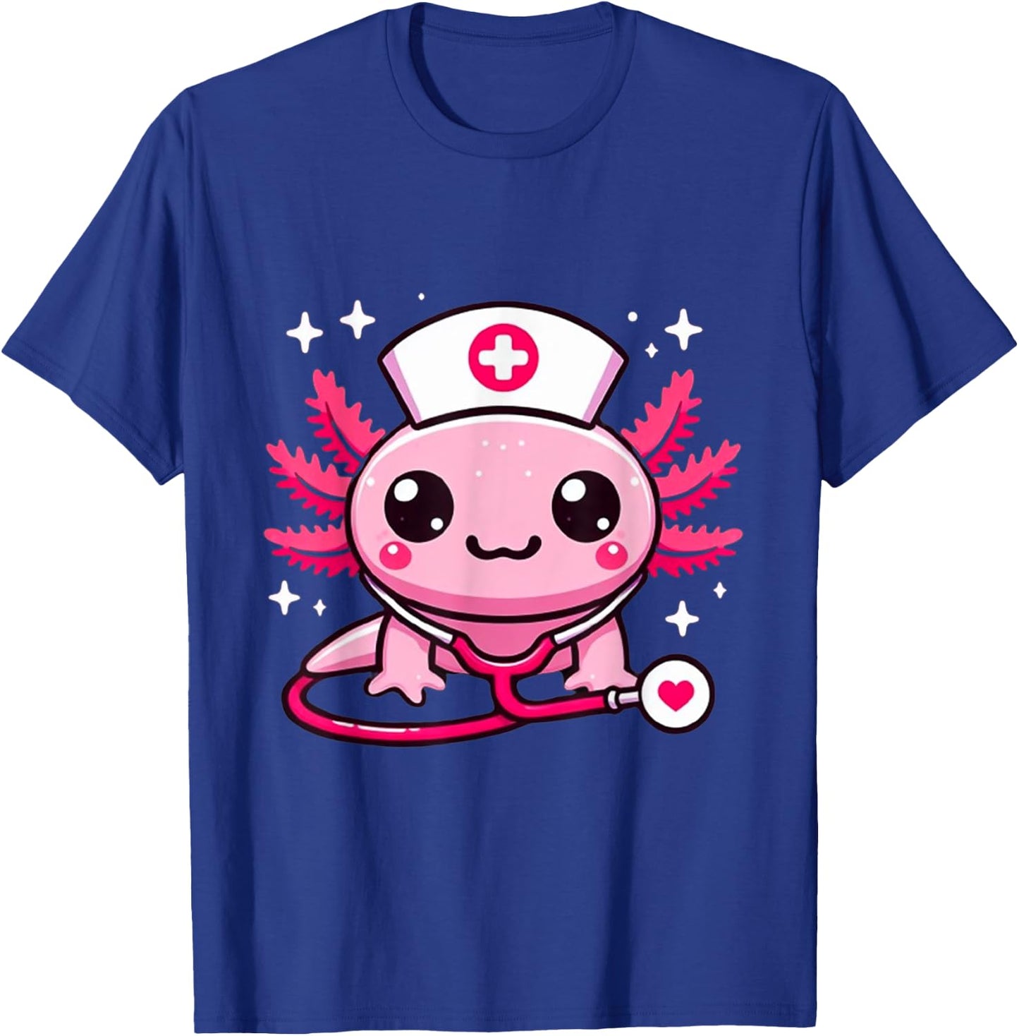 Thanksgiving Scrub Tops Women Axolotls Nurse Holiday Nursing T-Shirt - T-Shirt | Royal