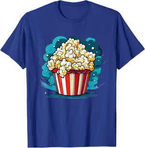 Popcorn Explosion Cartoon Movie Time T-Shirt - T-Shirt | Royal