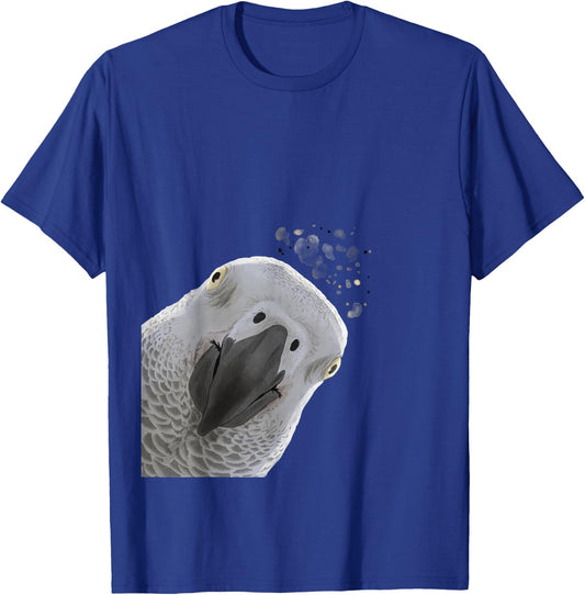 Funny Bird Curious African Gray Parrot T-Shirt - T-Shirt | Royal