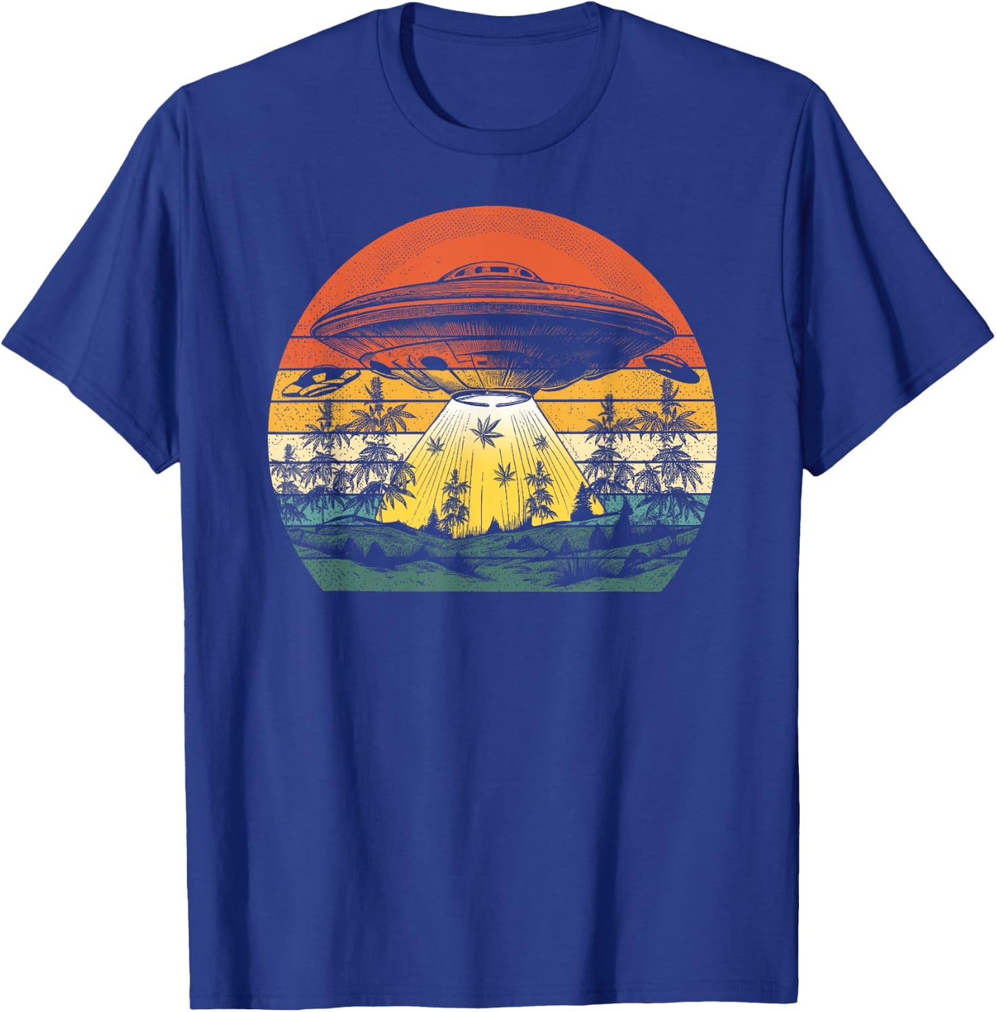 Vintage Alien Weed UFO Abduction Marijuana Cannabis Funny T-Shirt - T-Shirt | Royal