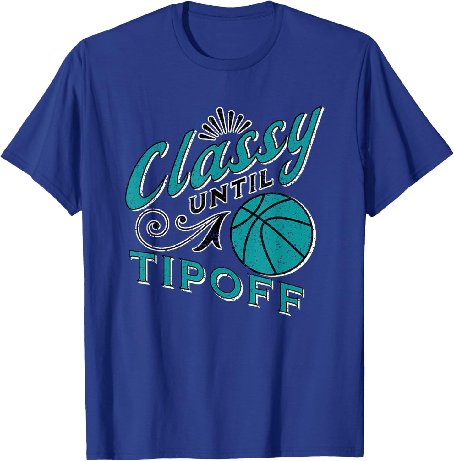 Classy Women Teal Basketball Gift Basketball Mom Text T-Shirt - T-Shirt | Royal