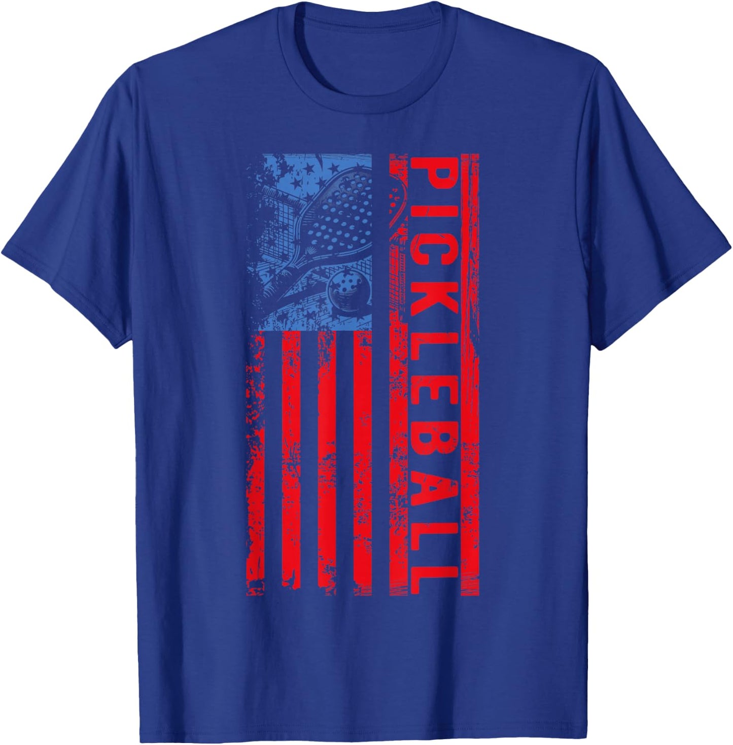 US Flag Pickleball American Pickleball Player T-Shirt - T-Shirt | Royal