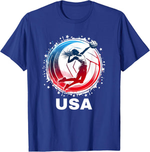 Volleyball USA Team Men Women Kids Volleyball Apparel USA T-Shirt - T-Shirt | Royal