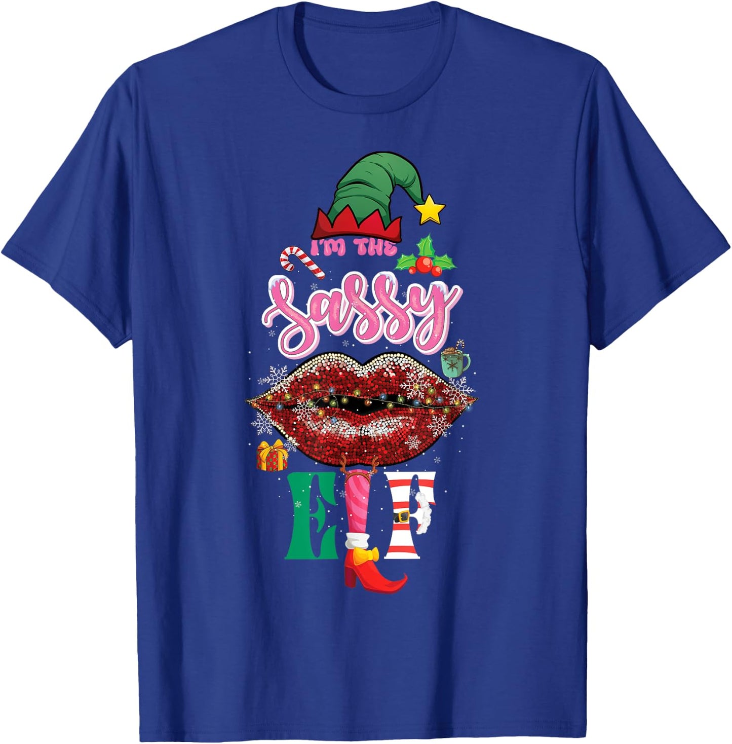 Funny Christmas Clothing I'm The Sassy Elf Sweet Lips Xmas T-Shirt - T-Shirt | Royal