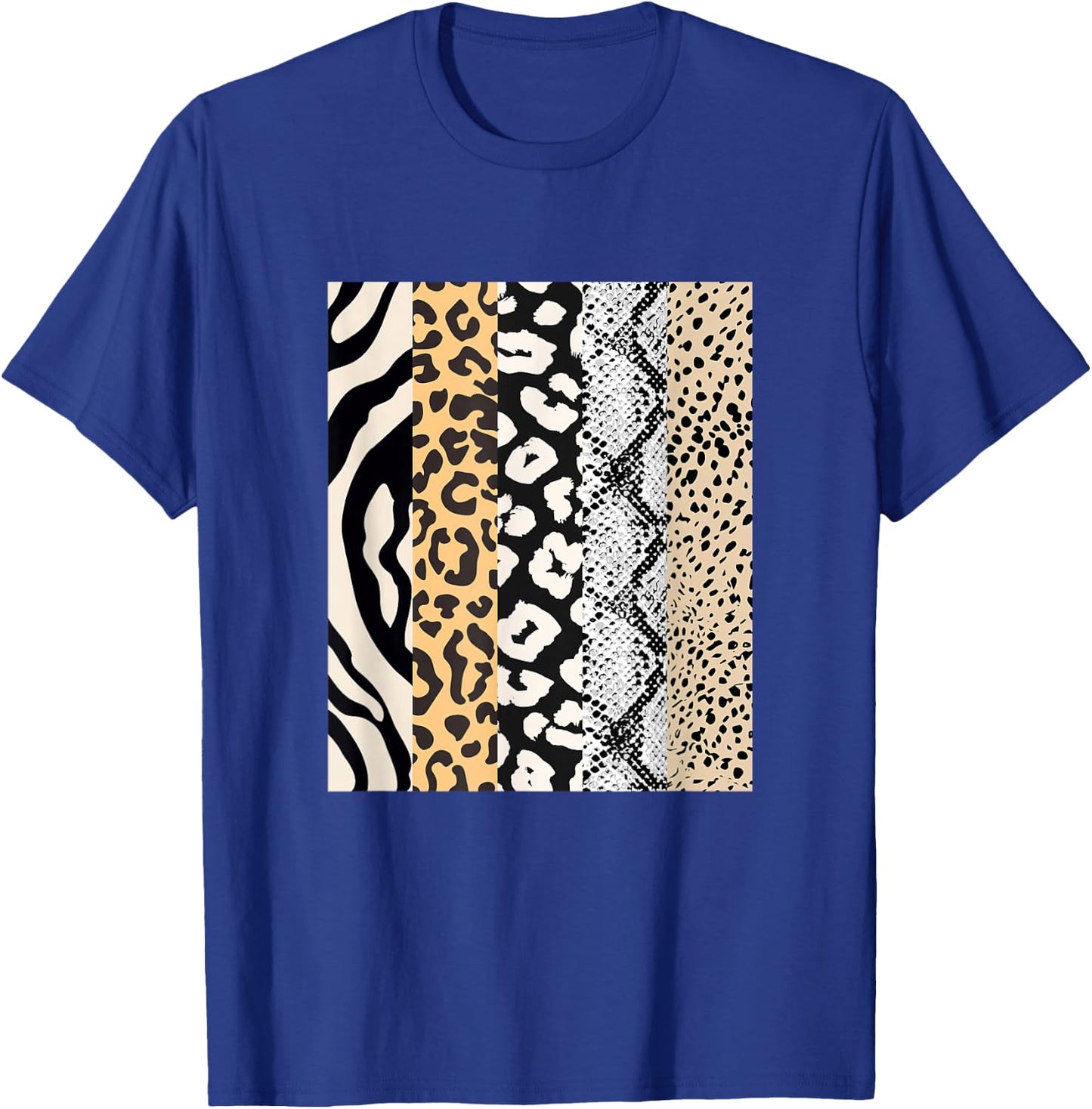 Animal Print Stripes Leopard Cheetah Zebra Tiger Graphic T-Shirt - T-Shirt | Royal