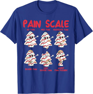 Pain Scale Christmas Tree Cake Nurse Christmas School Nurse T-Shirt - T-Shirt | Royal