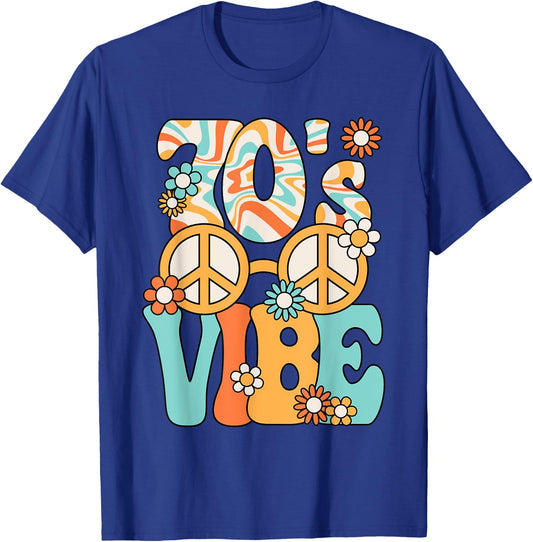 Funny 70's Vibe Retro Groovy Hippie Outfit 70s Party T-Shirt - T-Shirt | Royal