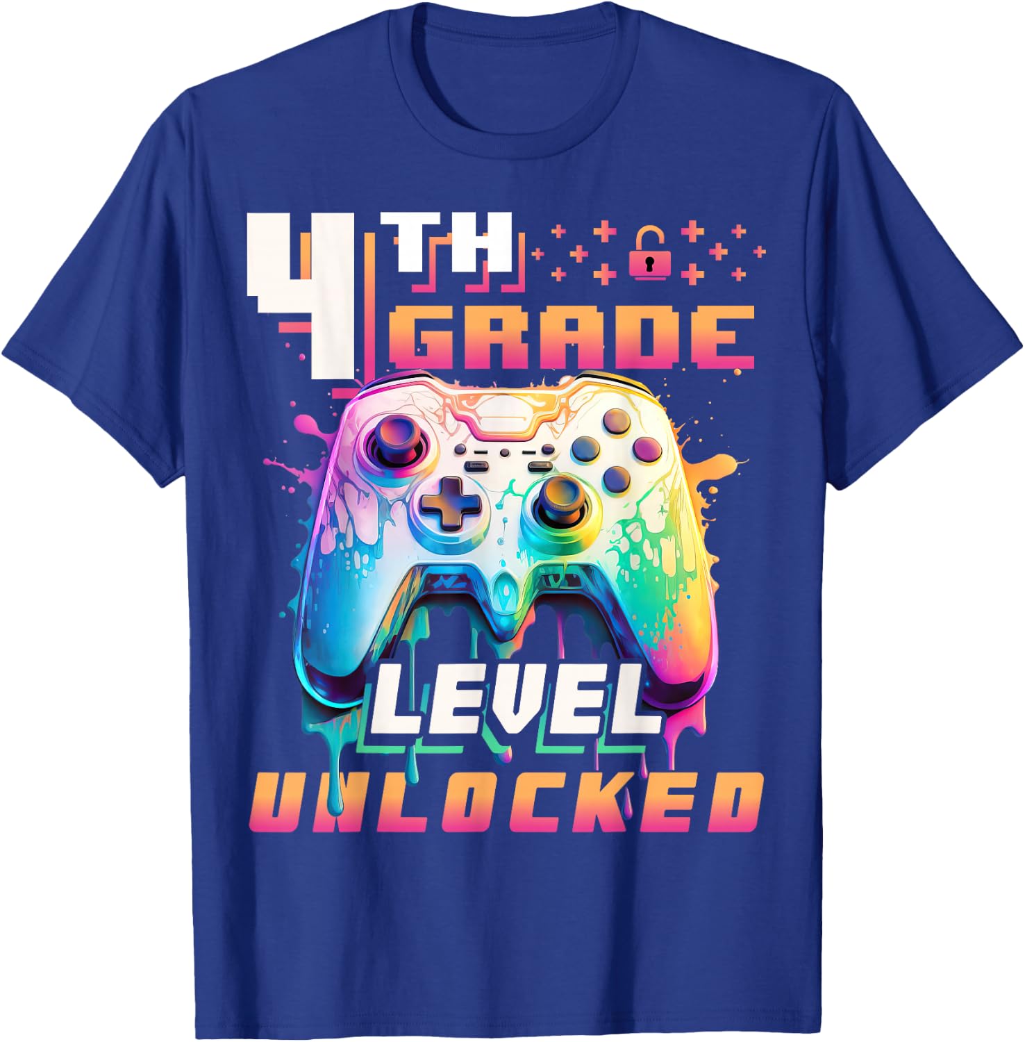 Back to School 4th Grade Boys Gamer First Day School Level T-Shirt - T-Shirt | Royal