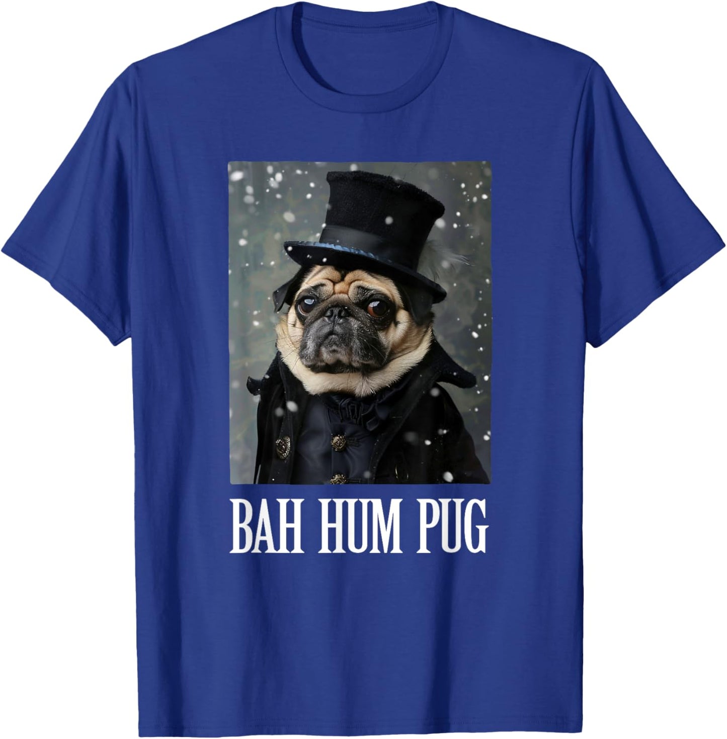 Funny Dog Bah Hum Pug Christmas Pet Holiday Photo Humbug Bug Women Girls Kids T-Shirt - T-Shirt | Royal