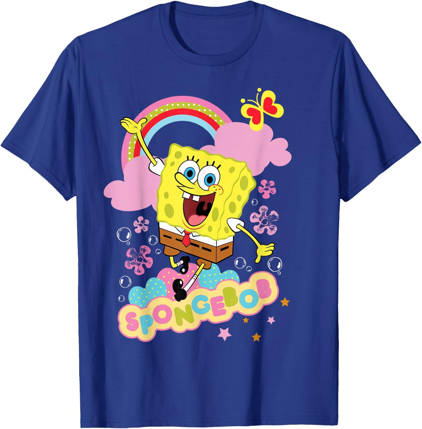 Spongebob Squarepants Flowers and Rainbow T-Shirt - T-Shirt | Royal