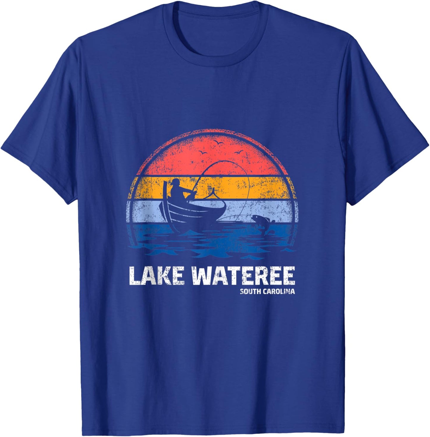 Vintage Retro South Carolina Wateree Lake Summer Fishing T-Shirt - T-Shirt | Royal