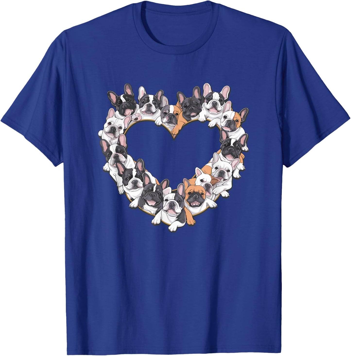 Heart French Bulldog Frenchie Bulldogs T-Shirt - T-Shirt | Royal