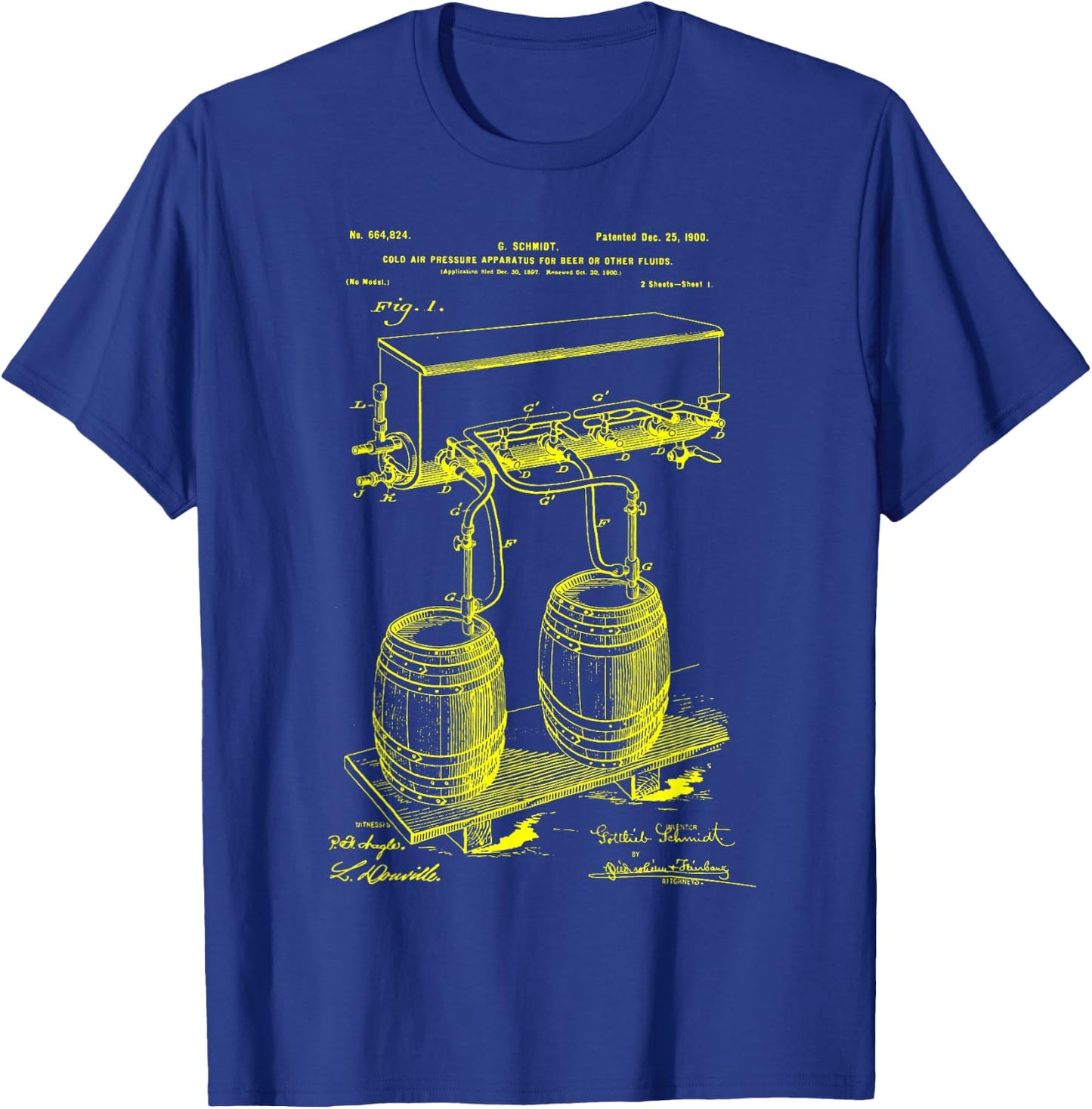 Craft Beer Brewing Classic Vintage Patent Brewery Brewer T-Shirt - T-Shirt | Royal