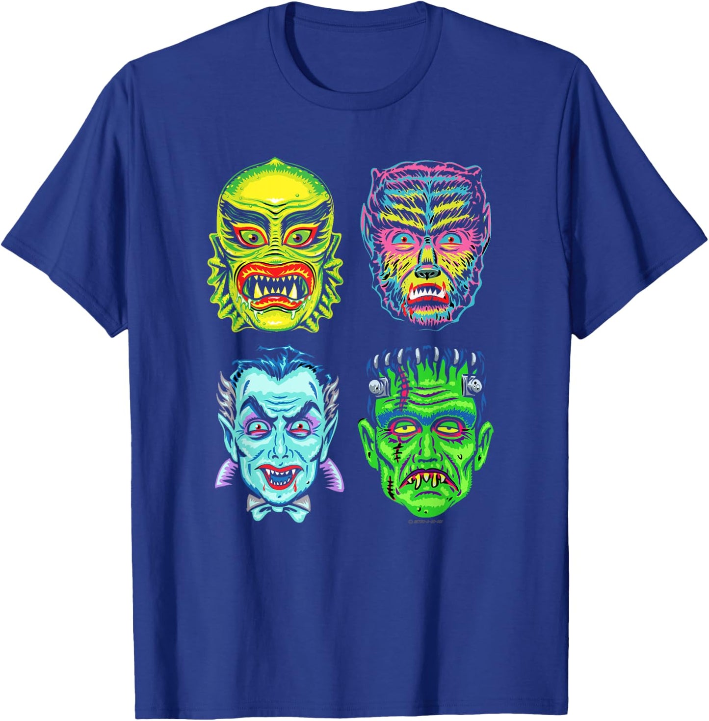 Retro Monster Horror Vampire Vintage Goon Face Retro-a-go-go T-Shirt - T-Shirt | Royal