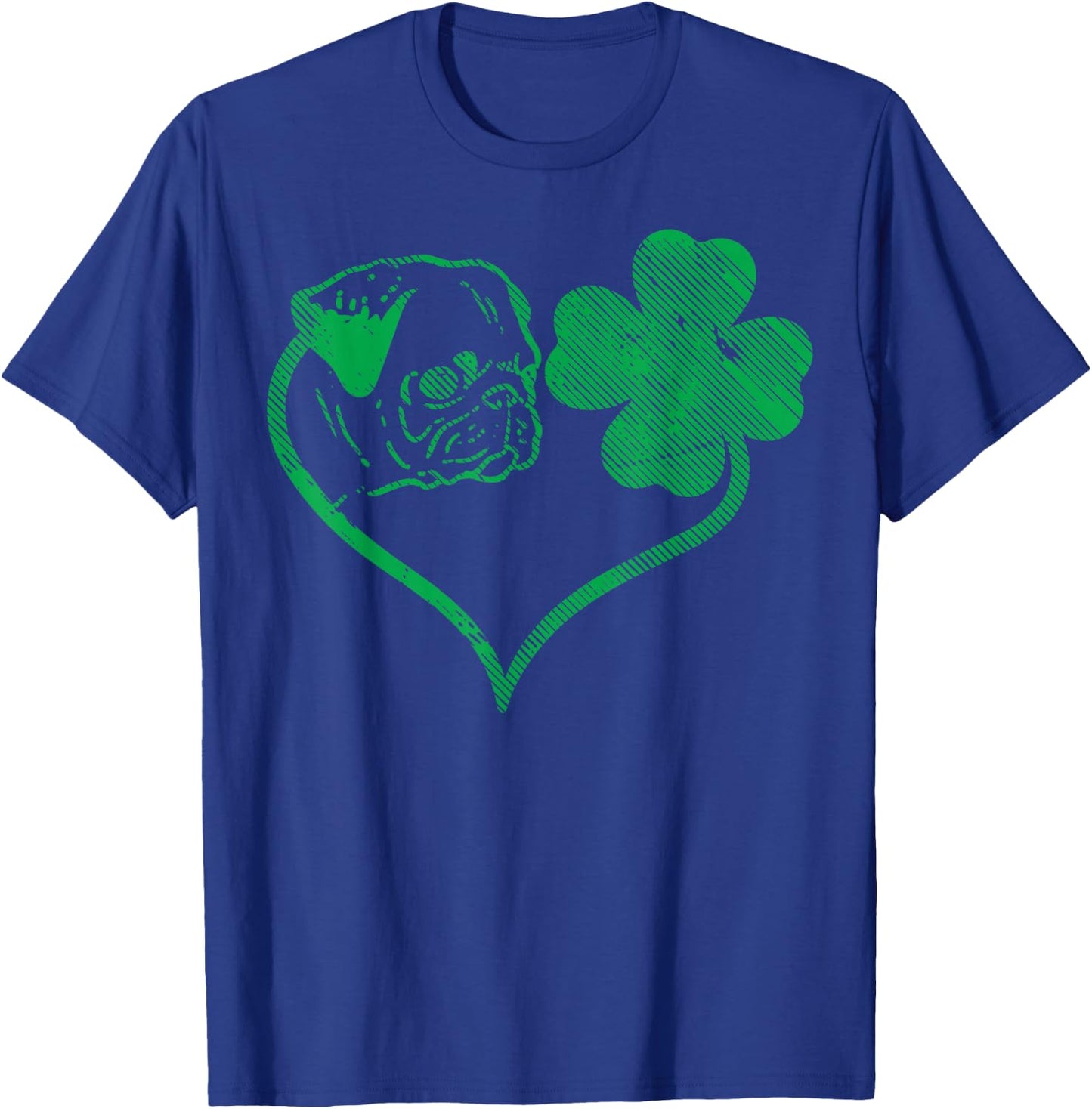 Irish Pug Face Shamrock Clover St Patricks Day Dog Owner T-Shirt - T-Shirt | Royal