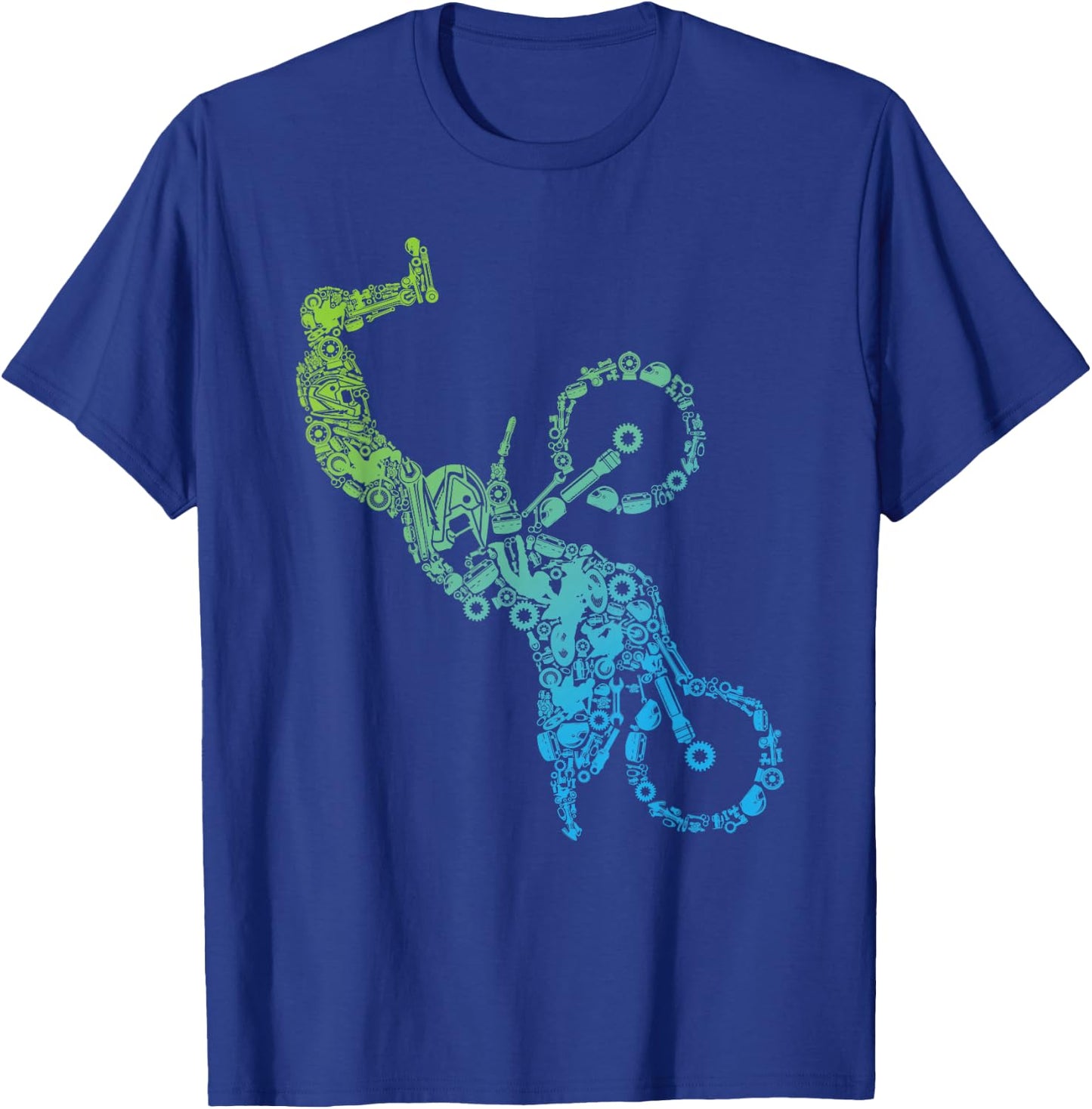 Mechanical Motocross Rider Steampunk Dirt Bike Freestyle MX T-Shirt - T-Shirt | Royal