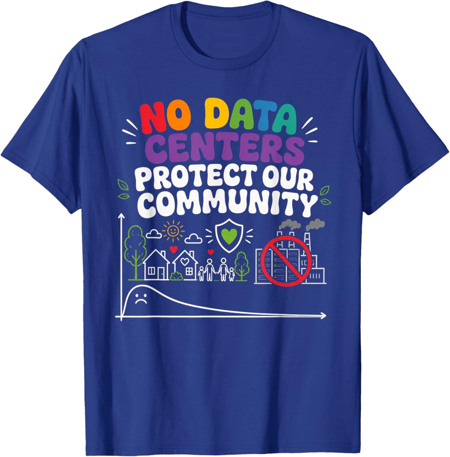 No Data Centers Protect Our Community Retro T-Shirt - T-Shirt | Royal