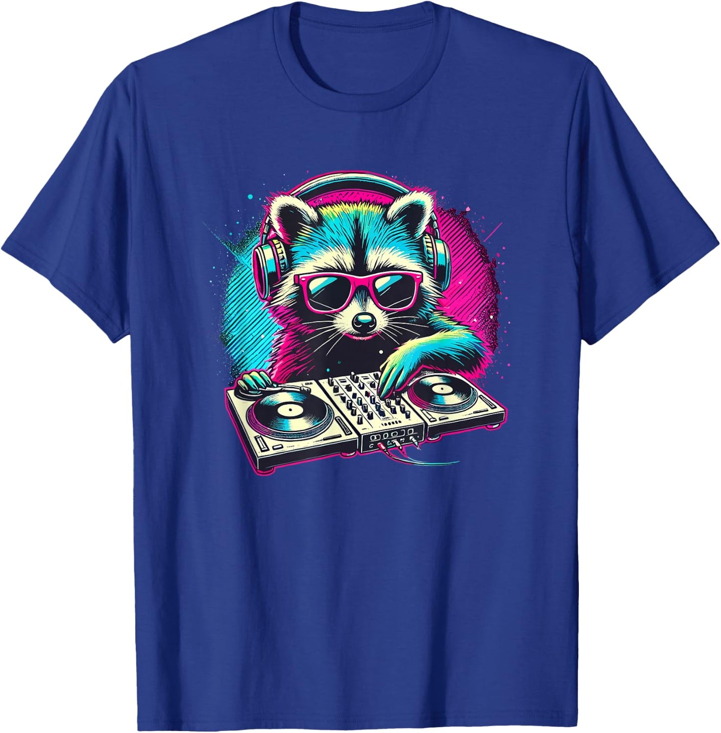 Cute Raccoon DJ Party Music Trash Panda Raccoons T-Shirt - T-Shirt | Royal