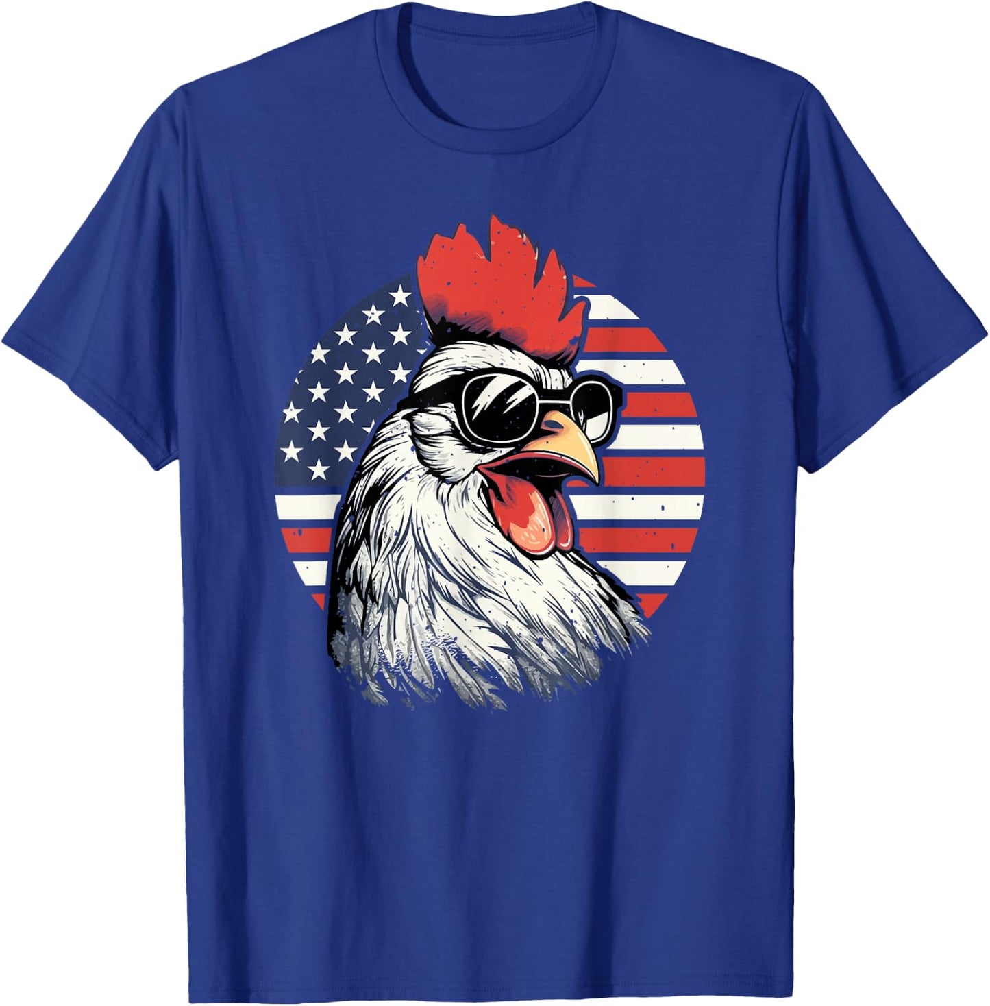Patriotic Rooster in front of an American Flag 4th of July Kids Men T-Shirt - T-Shirt | Royal