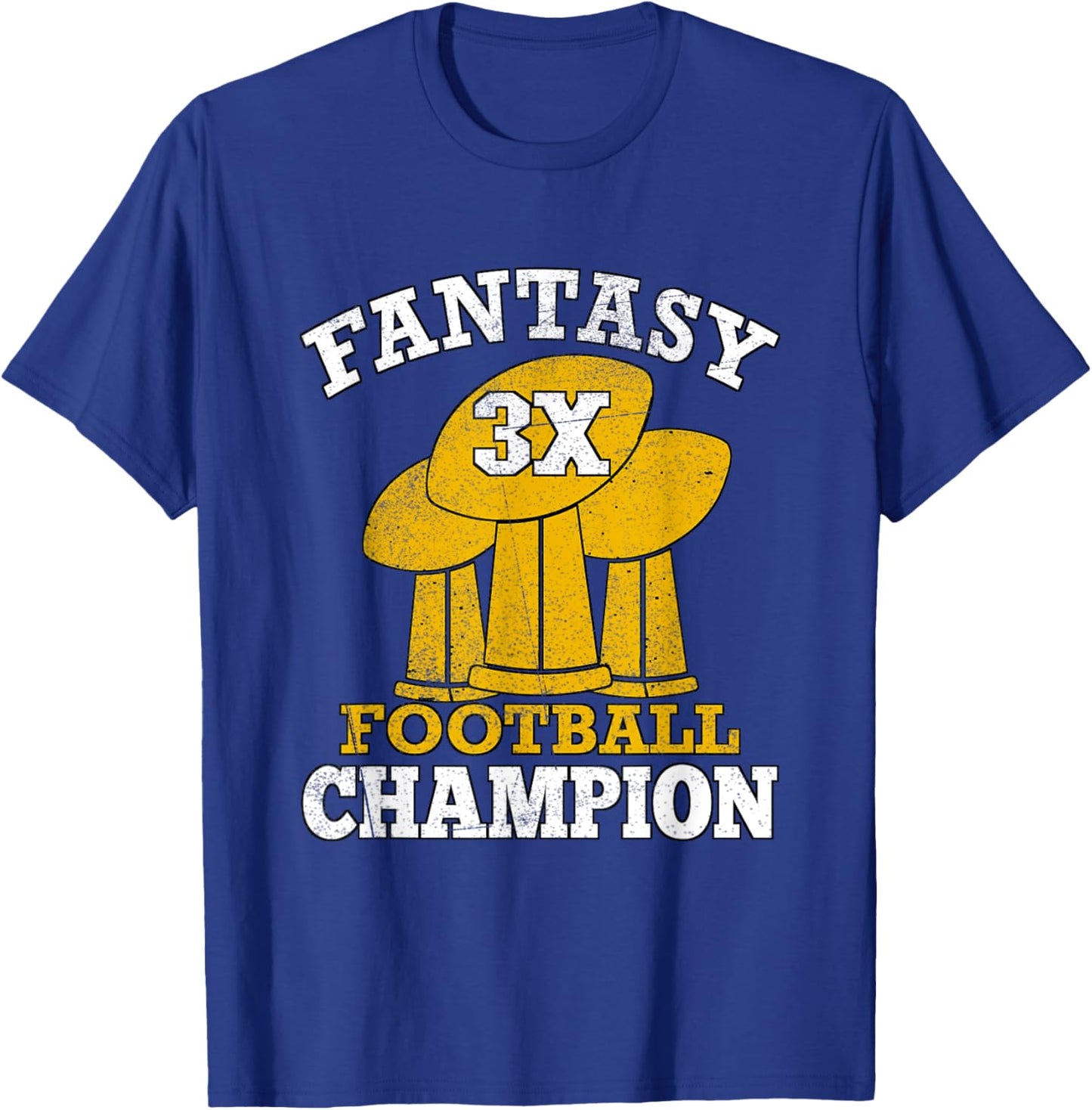 Fantasy Football 3x Champion Three Time Champ Fantasy Winner T-Shirt - T-Shirt | Royal