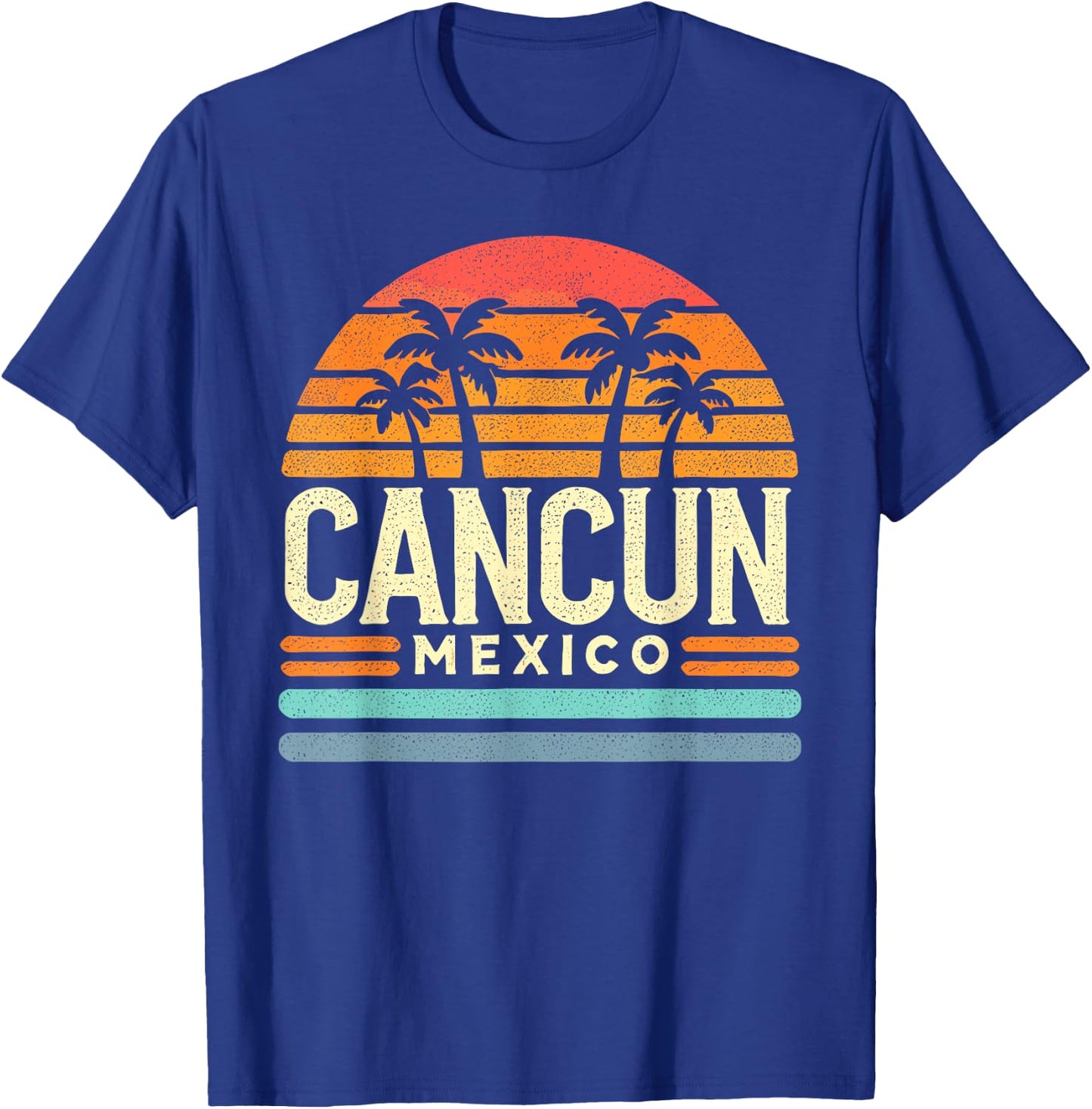 Cancun Designs By ShirtZilla Cancun Mexico Retro Beach Souvenir -Adults , Black, Small T-Shirt - T-Shirt | Royal
