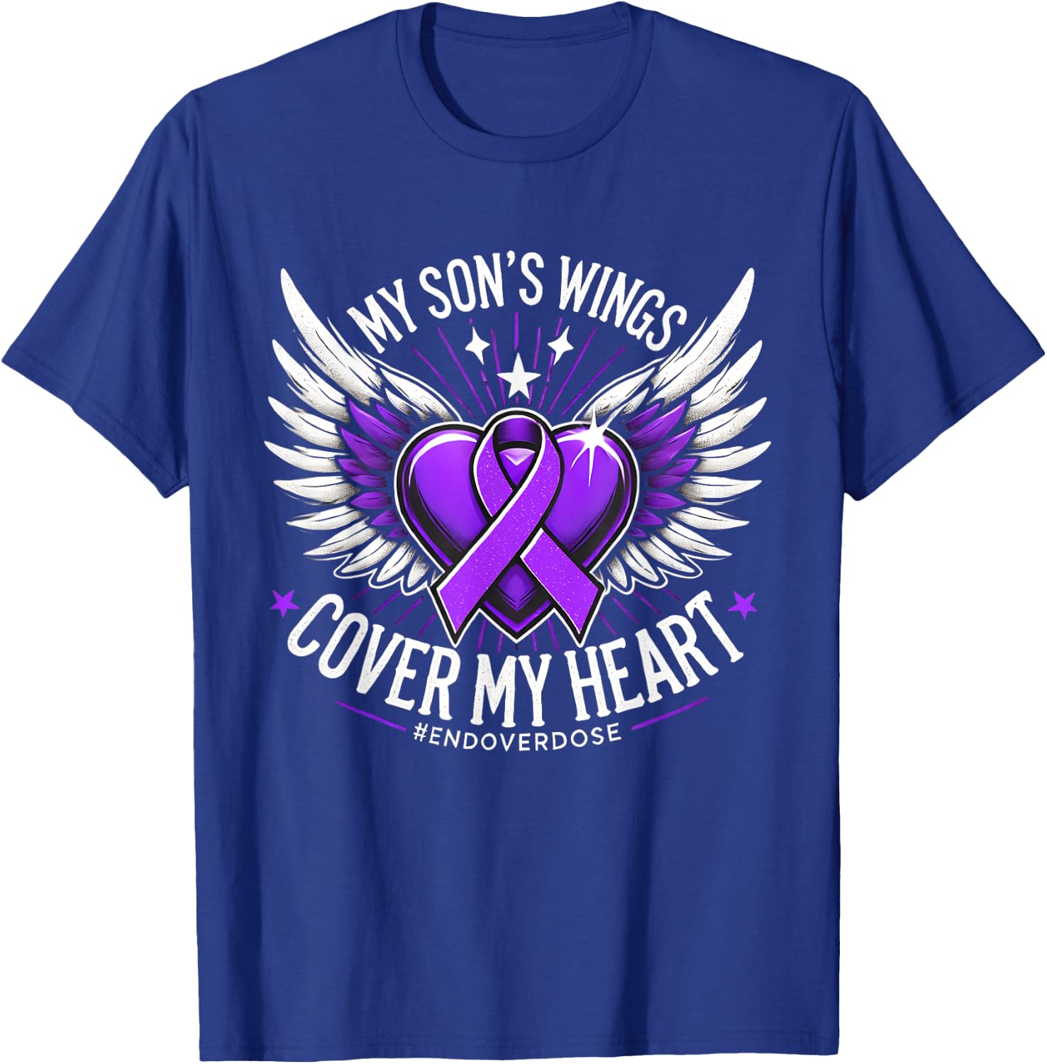 Overdose Awareness Month For Son Purple Ribbon T-Shirt - T-Shirt | Royal