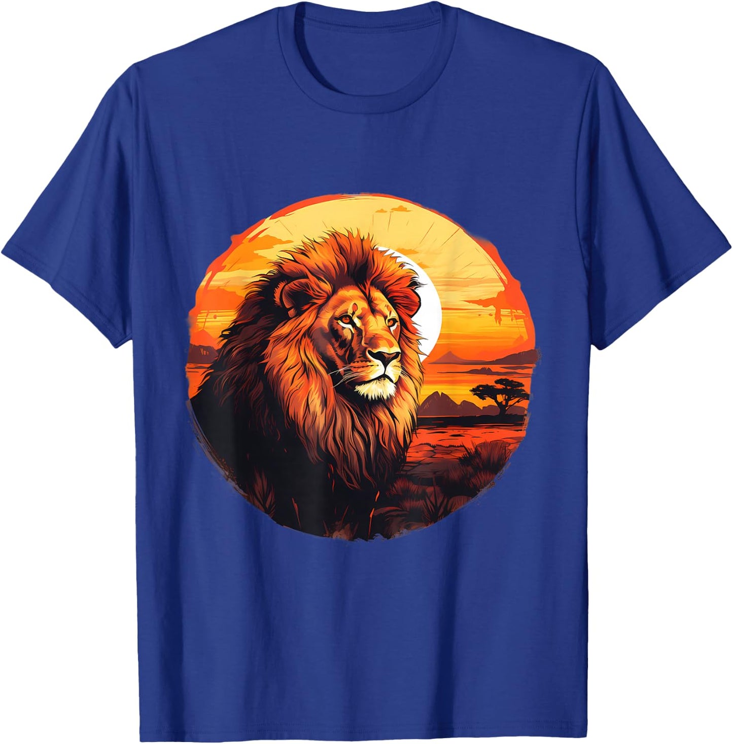 Lion Nature Wildlife African Animal Lovers Savanna Sunset T-Shirt - T-Shirt | Royal