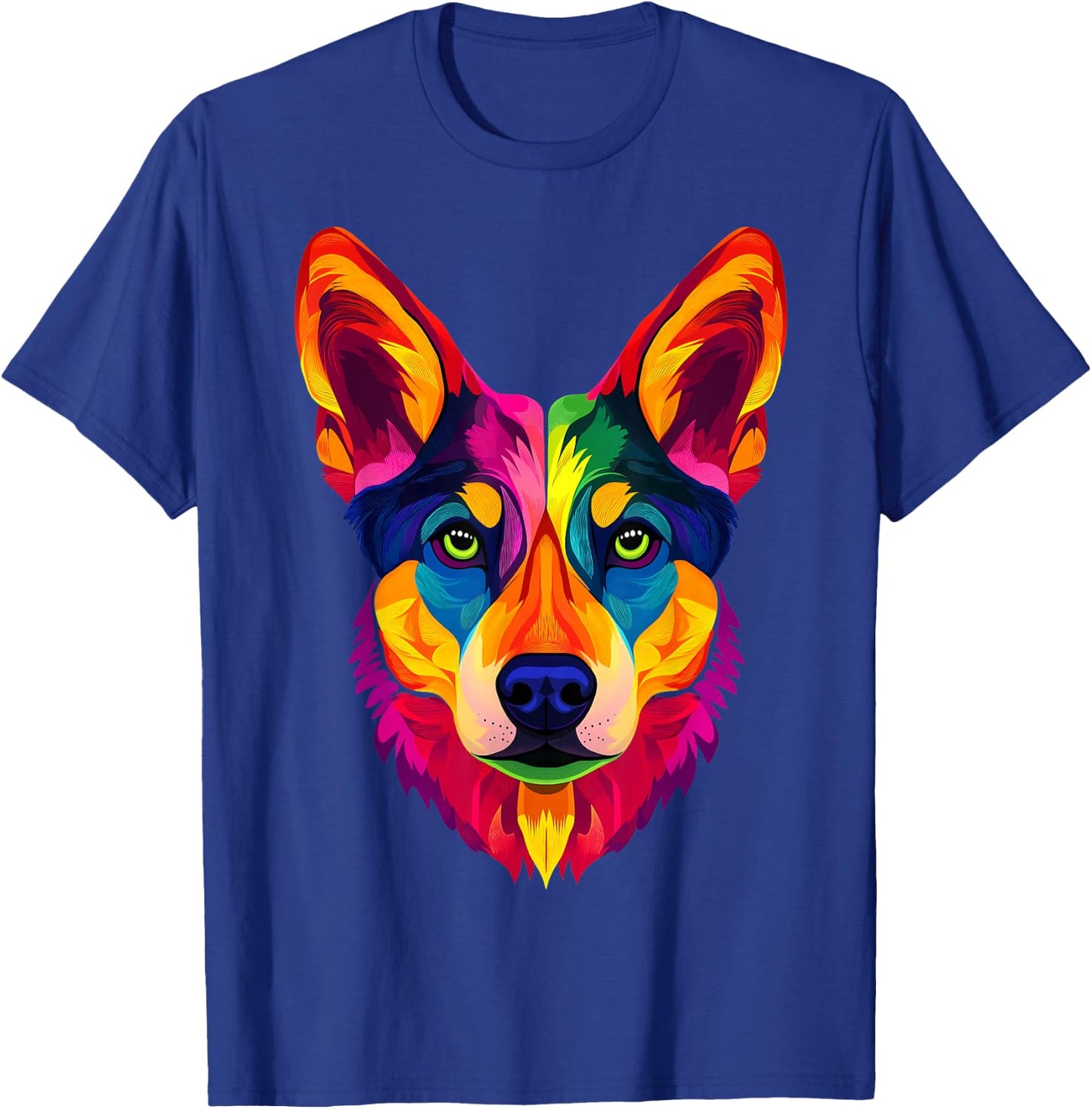 Colorful Dingo Face Ancient Australian Dog Wild Animal Black T-Shirt - T-Shirt | Royal