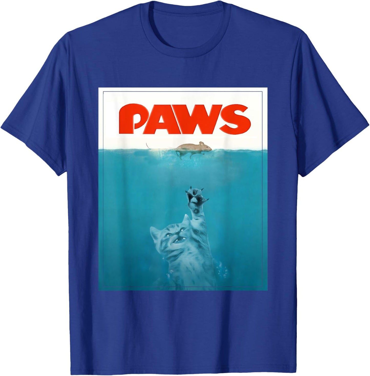 Paws cat funny , Kitten movie poster parody Men Women T-Shirt - T-Shirt | Royal