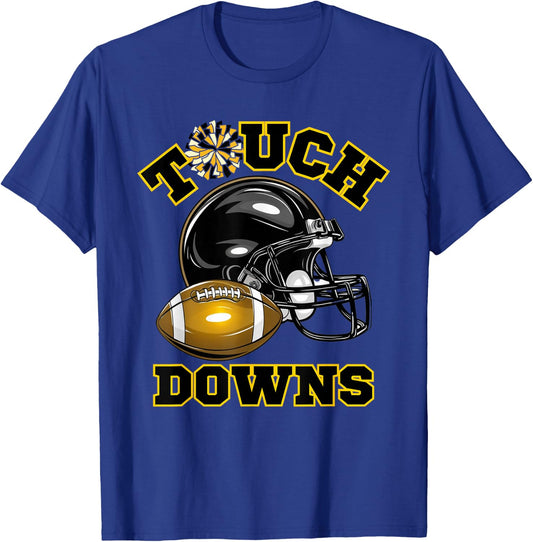 Black Gold Touchdown Day Football Game High School Matching T-Shirt - T-Shirt | Royal