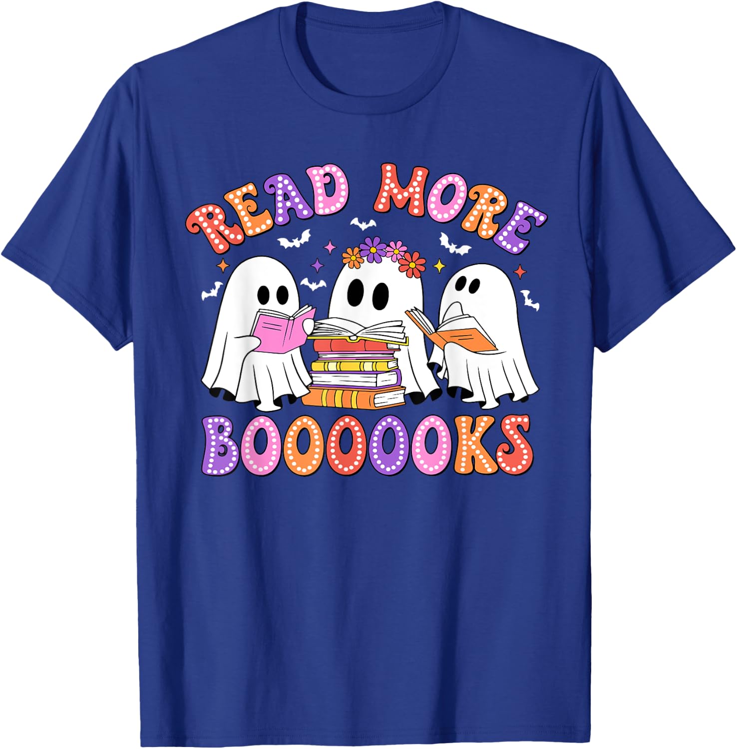 Trick Or Teach Read More Boooooks Teacher Ghost Halloween T-Shirt - T-Shirt | Royal