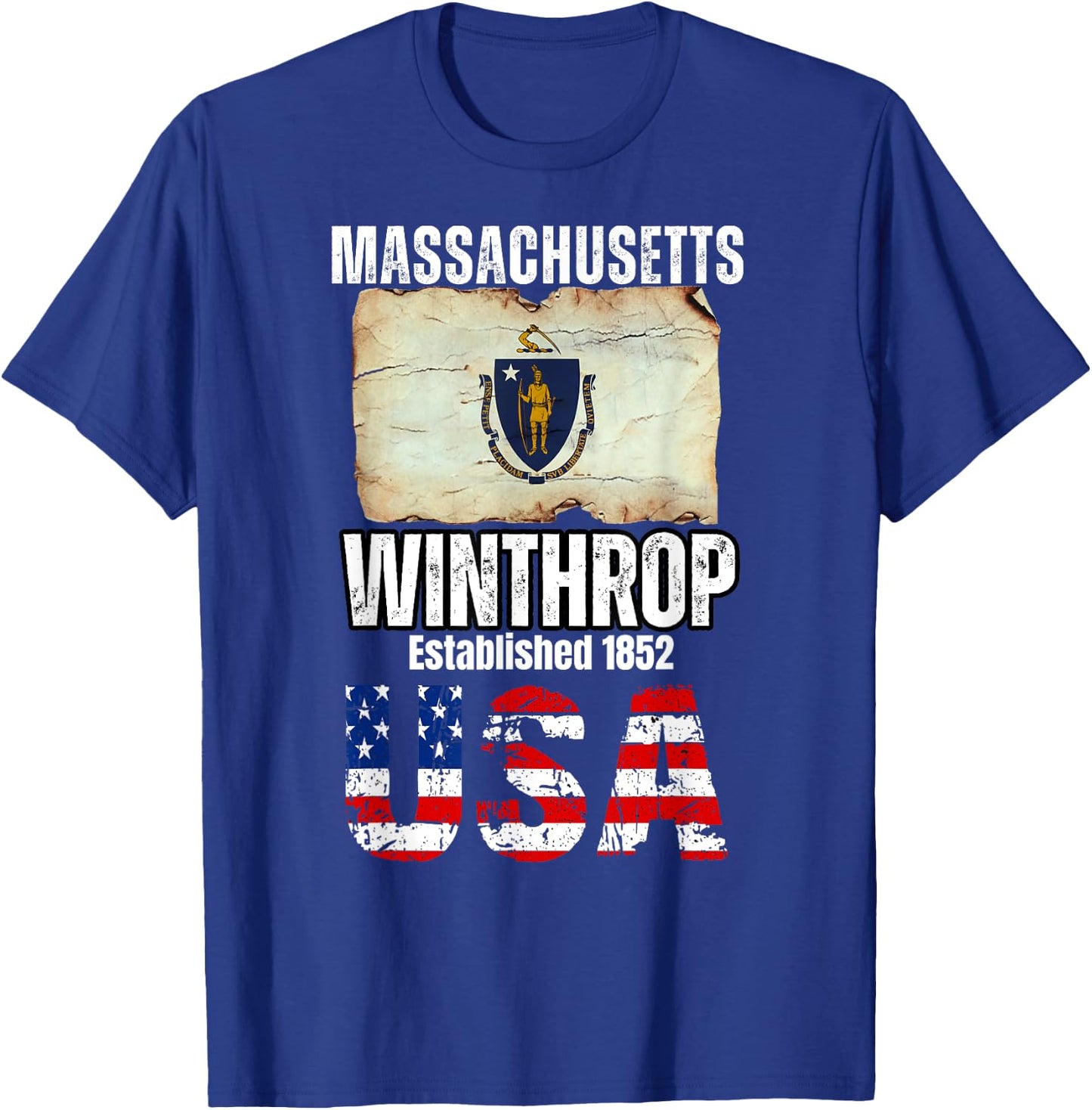 Winthrop, Massachusetts MA, Suffolk County T-Shirt - T-Shirt | Royal