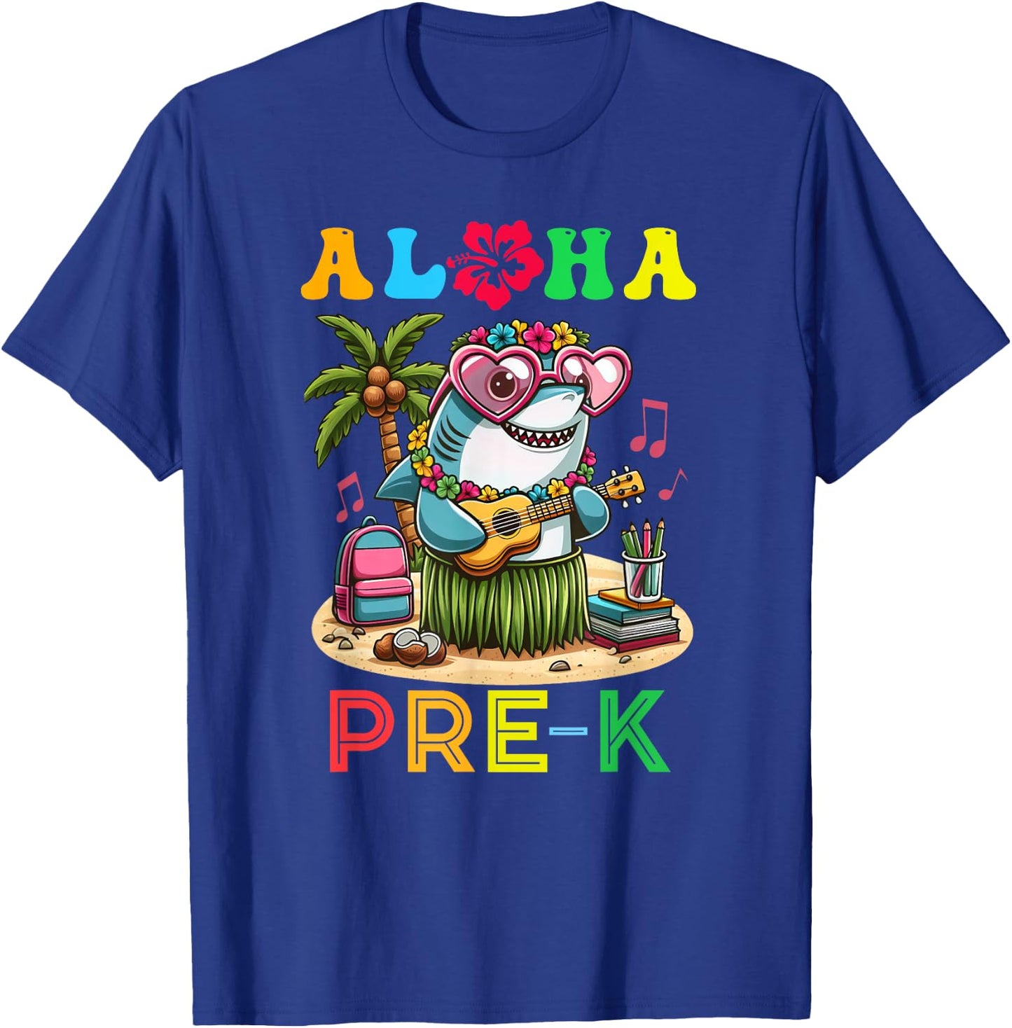 Aloha Pre K Shark Hawaii Back to School Kids Girl T-Shirt - T-Shirt | Royal