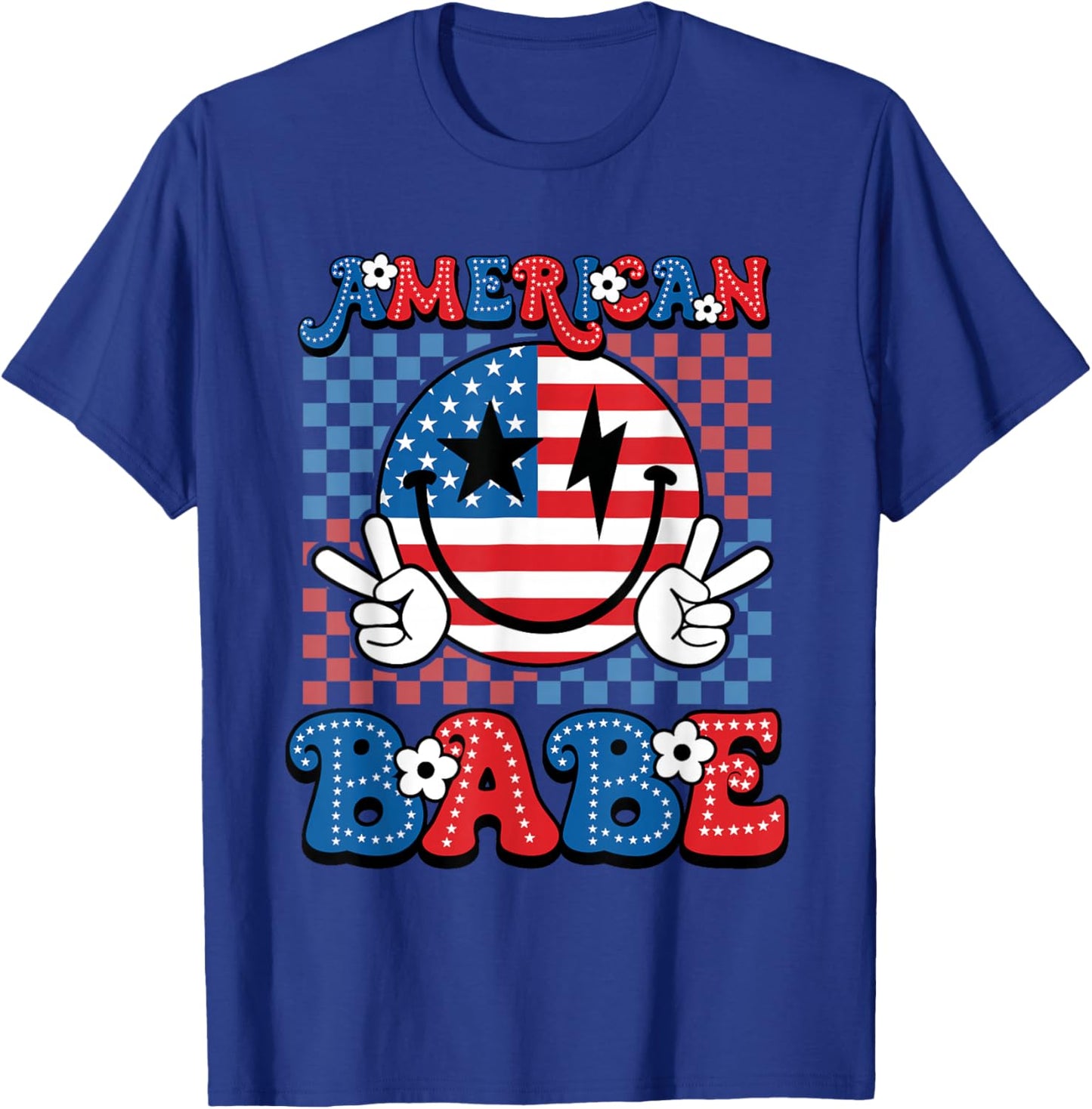 Groovy Retro 4th Of July American Girls Babe USA Patriotic T-Shirt - T-Shirt | Royal