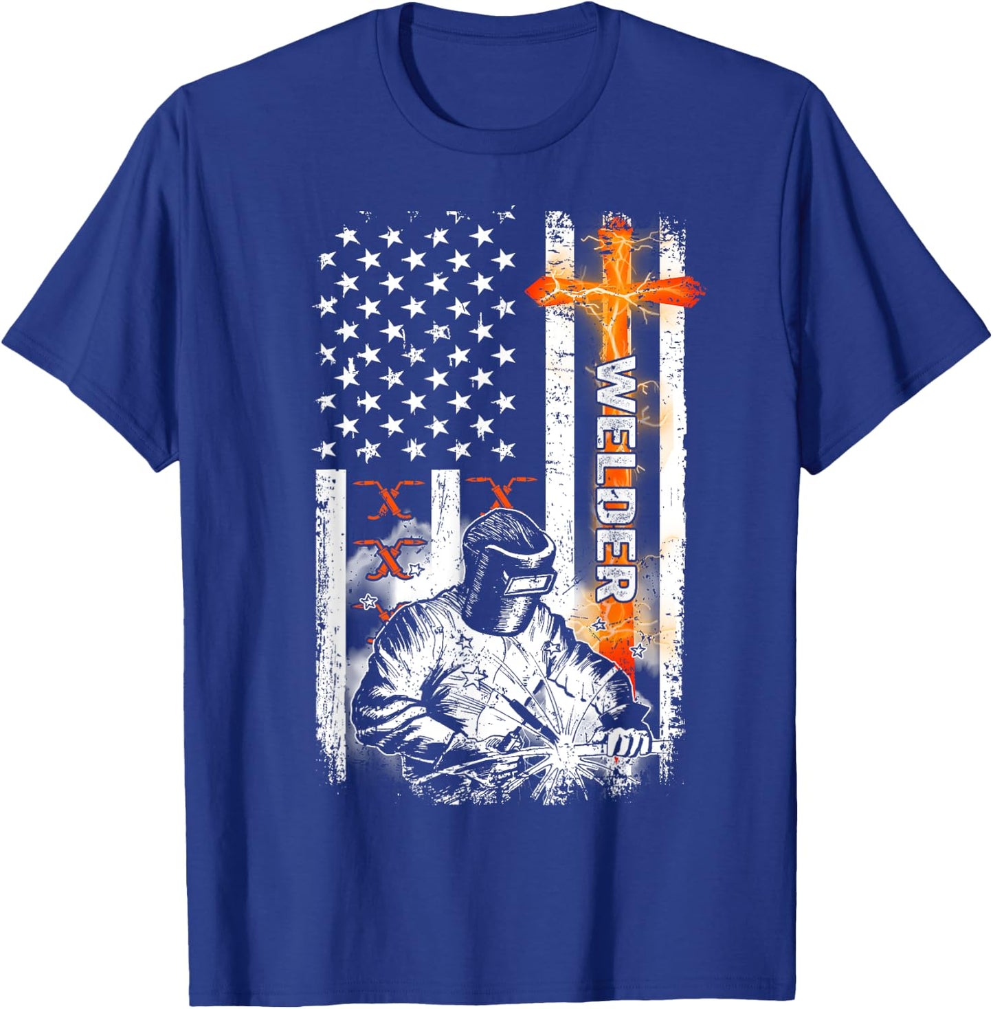 Welder American Flag Welding Fusing Material Funny Technical T-Shirt - T-Shirt | Royal