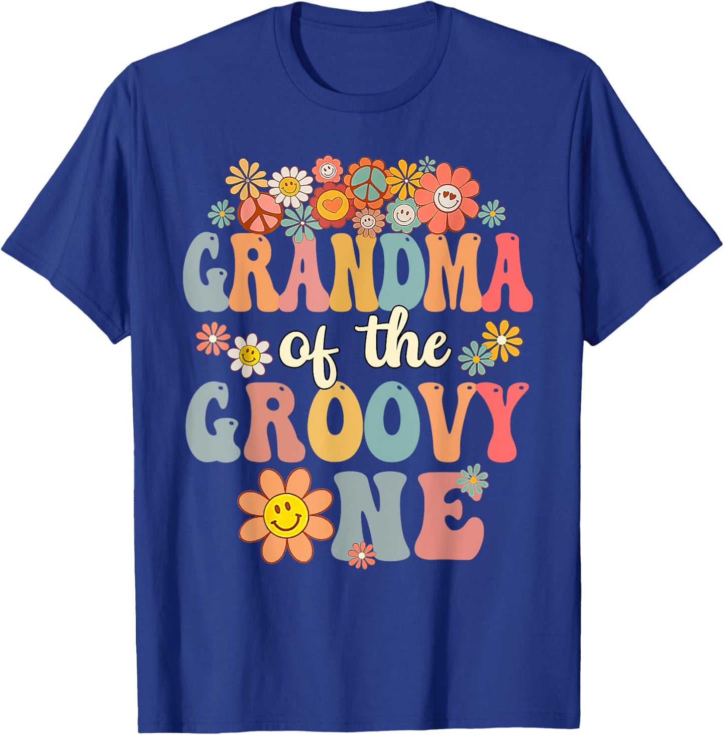 Retro Grandma of Groovy One Matching Family 1st Birthday T-Shirt - T-Shirt | Royal
