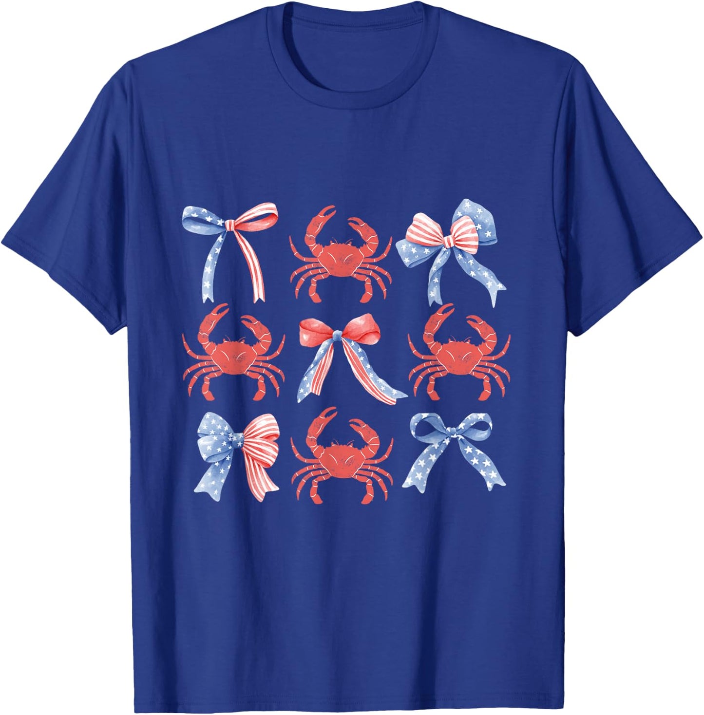 Pink Bows Cute Coquette Crab y2k Girl Aesthetic USA coastal T-Shirt - T-Shirt | Royal