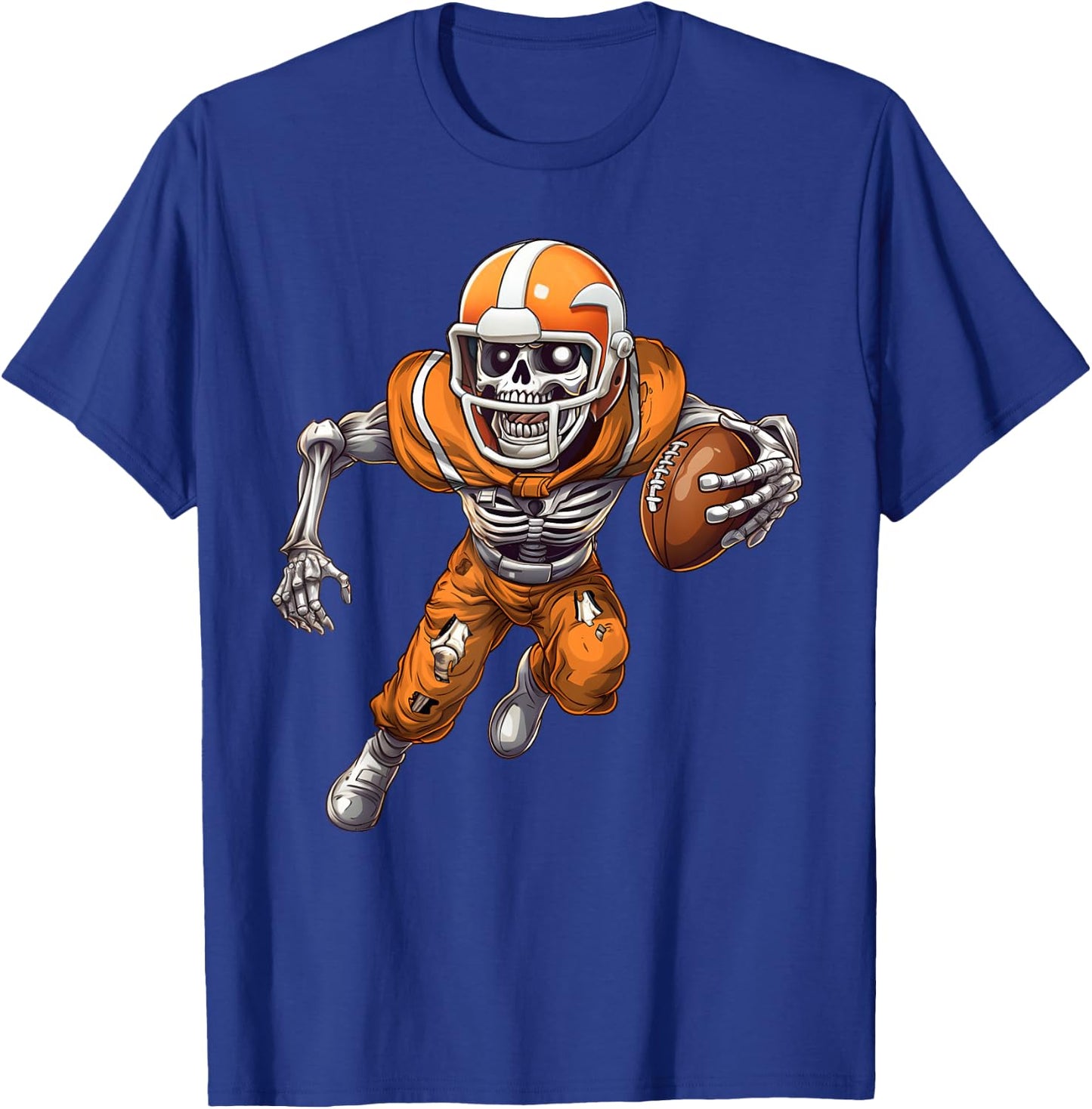 Funny Halloween Shirts Men Boys Skeleton Playing Football T-Shirt - T-Shirt | Royal
