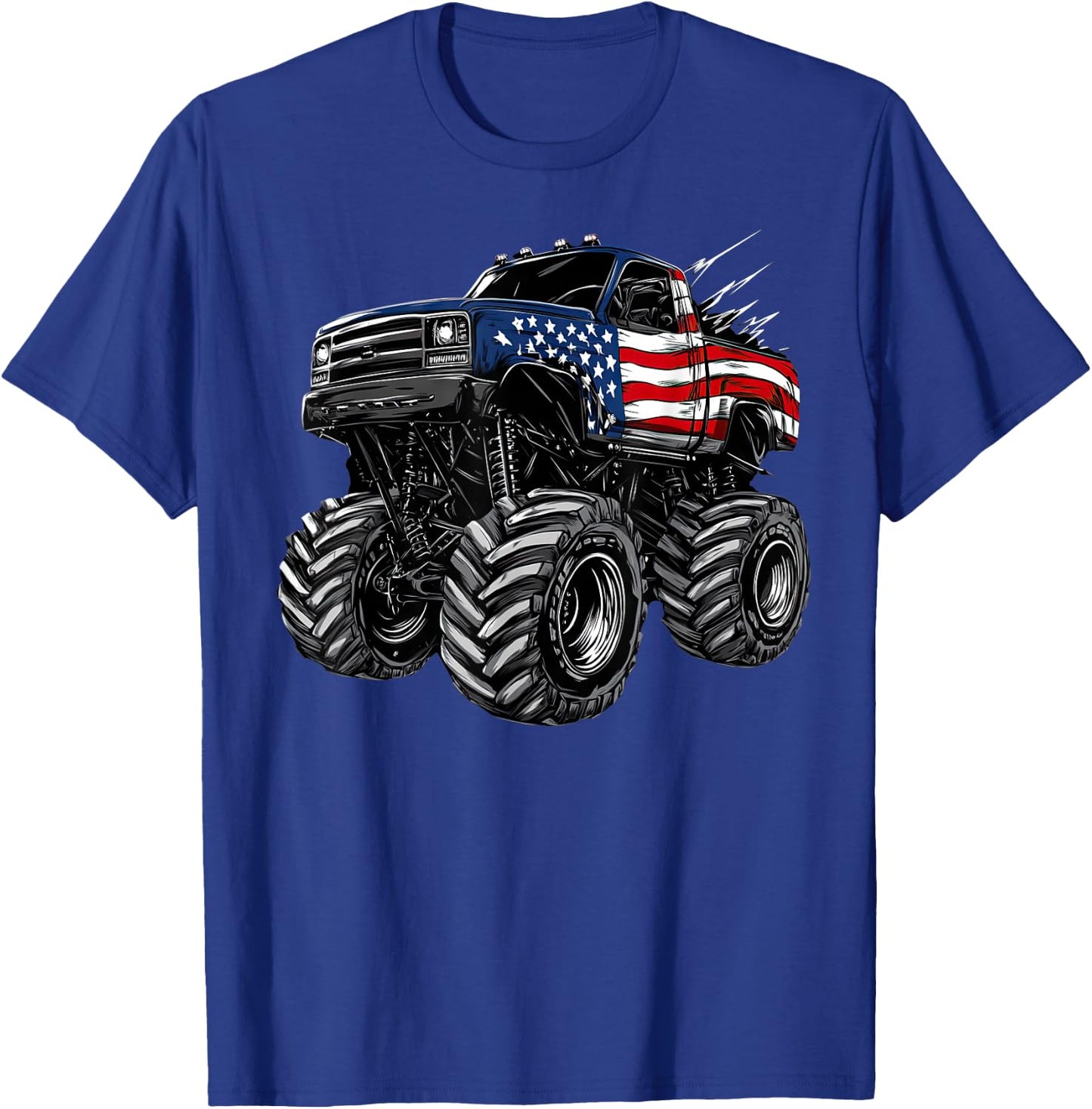 Monster Truck USA Flag American Patriotic design T-Shirt - T-Shirt | Royal