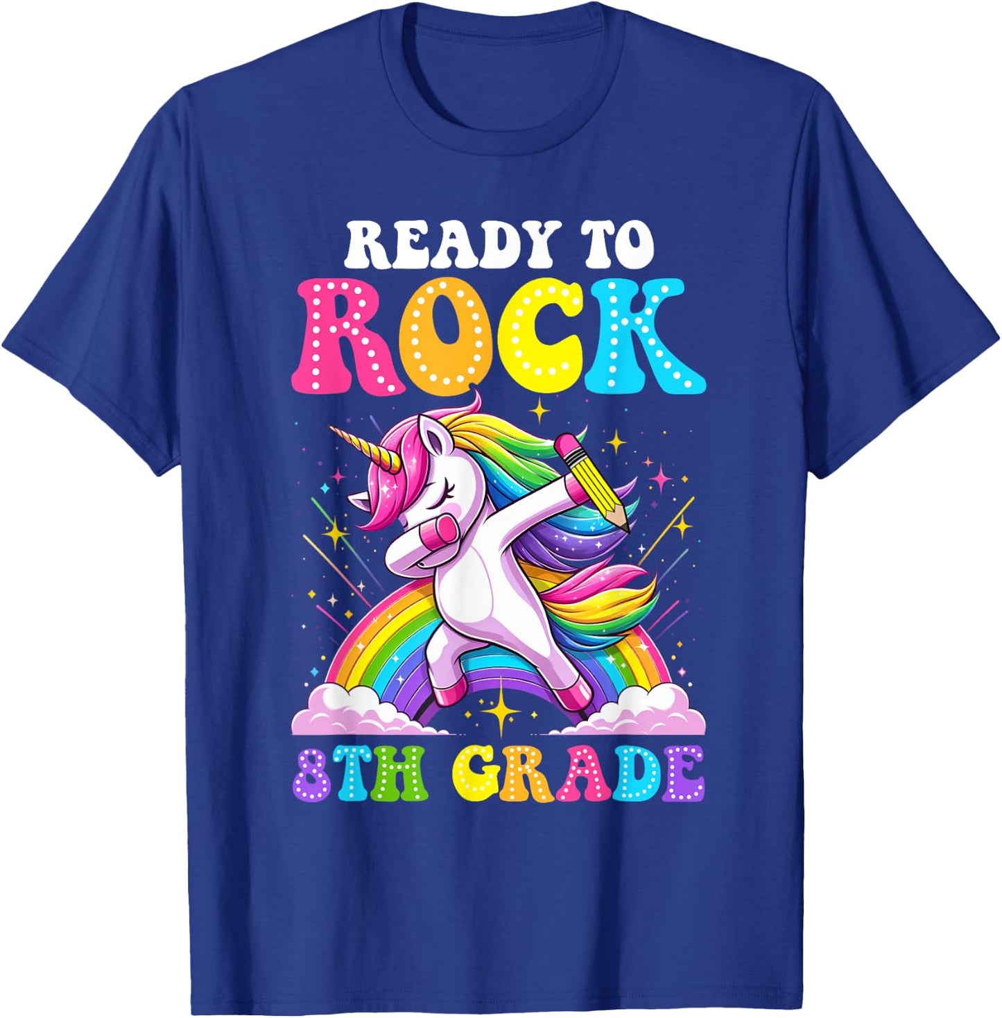 Ready To Rock 8th Grade Dabbing Unicorn Back To School Girls T-Shirt - T-Shirt | Royal